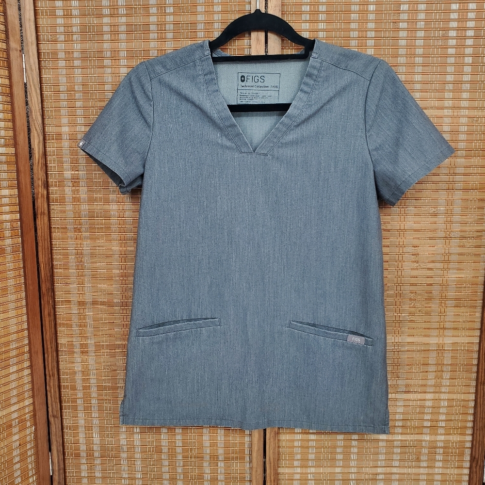 ♡ Figs Casma Womens Scrub Top Gray Size XXS